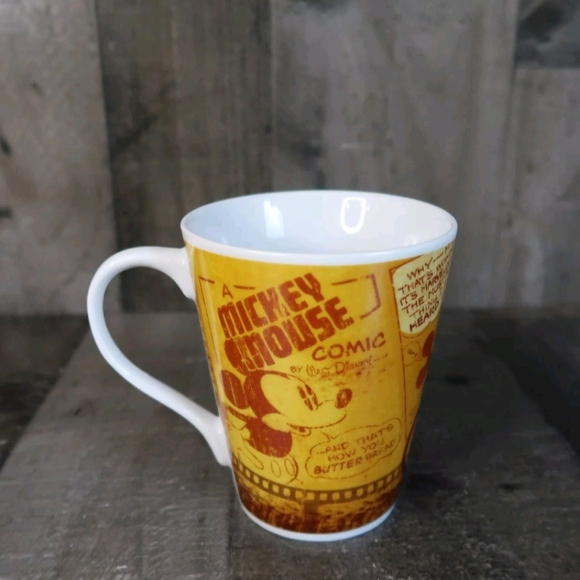 Disney Jerry Leigh Mickey Mouse Newsprint Ceramic Coffee Mug Cup - Picture 2 of 6